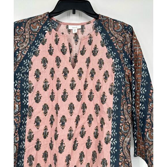 J. Jill linen cotton blend Folkloric Stamped Paisley tunic Size SP - Picture 3 of 8